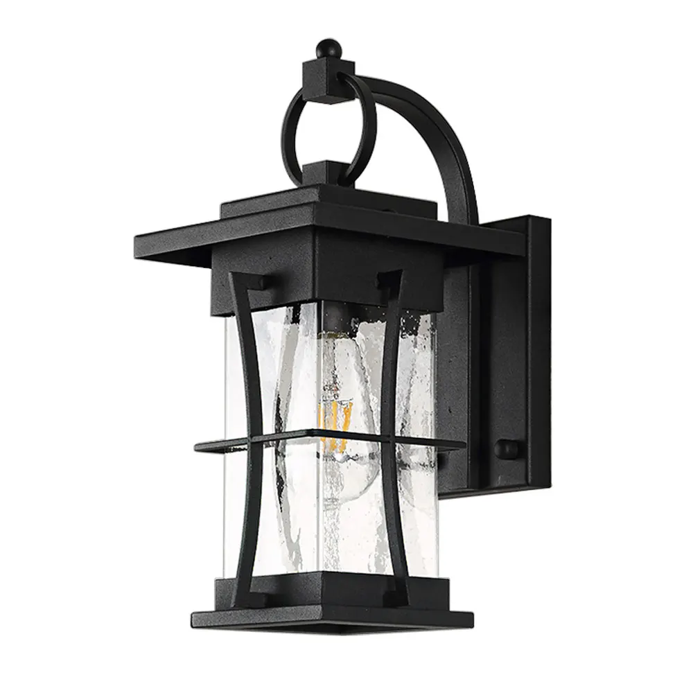 14" Black Outdoor Wall Sconces Light Modern Waterproof Lamp Fixtures with Frosted Lampshade Courtyard Garden Lighting Decor E26