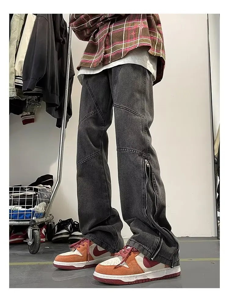 Mens Pants Men Streetwear Ripped Jeans Baggy Jean Denim Shorts Men's Trousers Wide Leg Jeans Man Y2k Clothing Flared Male Cargo