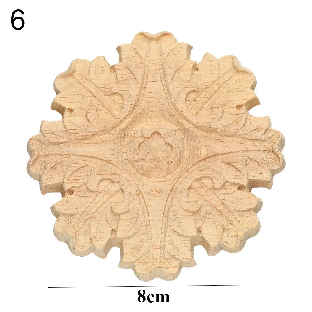Natural Floral Carved Wooden Decorative Figurine Craft Frame and Corner Applique