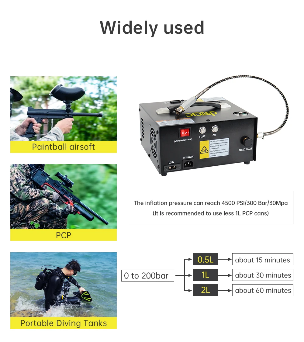 110V 220V Electric Inflator Pump Compressor for Scuba Tank, Portable Pcp Air Com