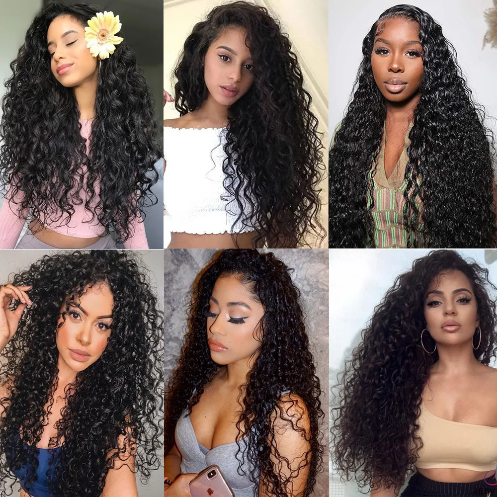 Water Wave Bundles With Lace Closure 12A 3/4Pcs Human Remy Hair Bundle 4x4 Transparent Lace Closure Bundles Natural Color 1B human hair bundles