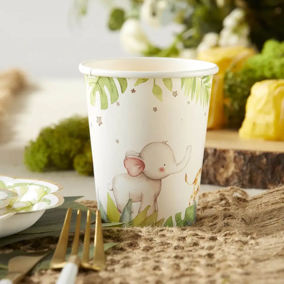 Safari Baby Shower Disposable Party Cups 16 Pack