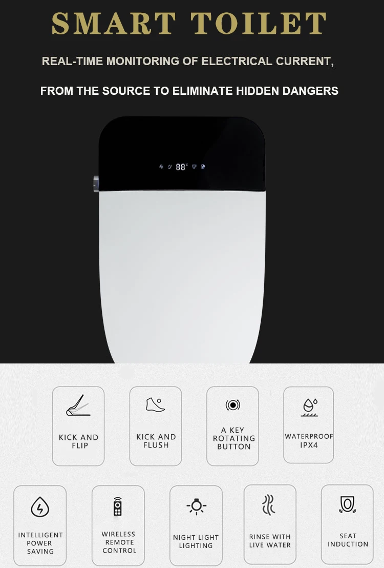 Description Picture 6 of itemYYHC Top quality modern 110V/220V electric intelligent one piece closestool bathroom wc white toilet bowl automatic smart toilet