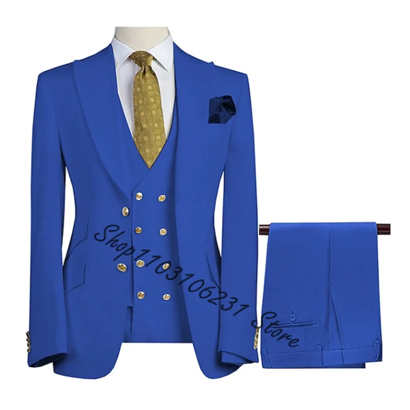 Burgundy Men 3 Piece Suits For Men Custom Made Groomsmen Tuxedos Wedding Male Suits Slim Fit Terno Masculino (Jacket+Pants+Vest)