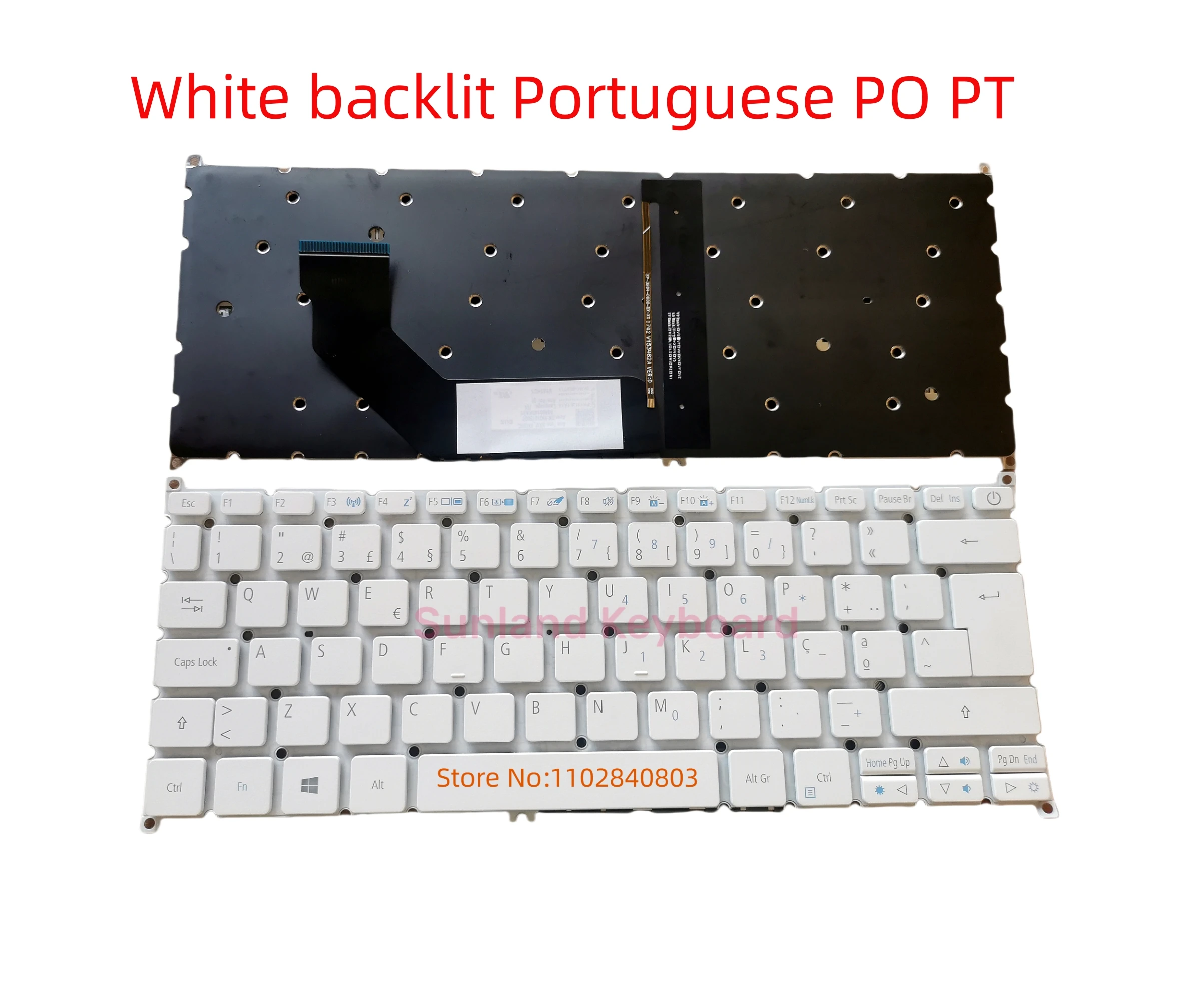 New UK CA SP LA PO FR RU IT Keyboard Backlit for Acer Swift 113 SF113-31 N17P2 S13 SF514 SF314-52G S5-371 SF5 VX15 S30-20 white