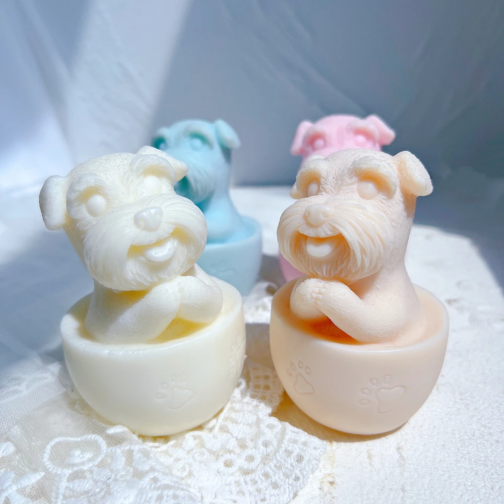 Cute Cup Dog Candle Silicone Mold Animal Soy Wax Silicone Mould