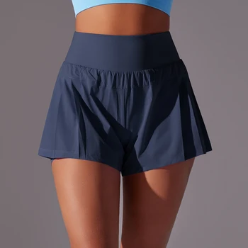 Women Gym Running Shorts Double Deck Quick Dry Gym Sport Shorts Fitness Jogging Workout Shorts With Pocket Sports Tight Short 1