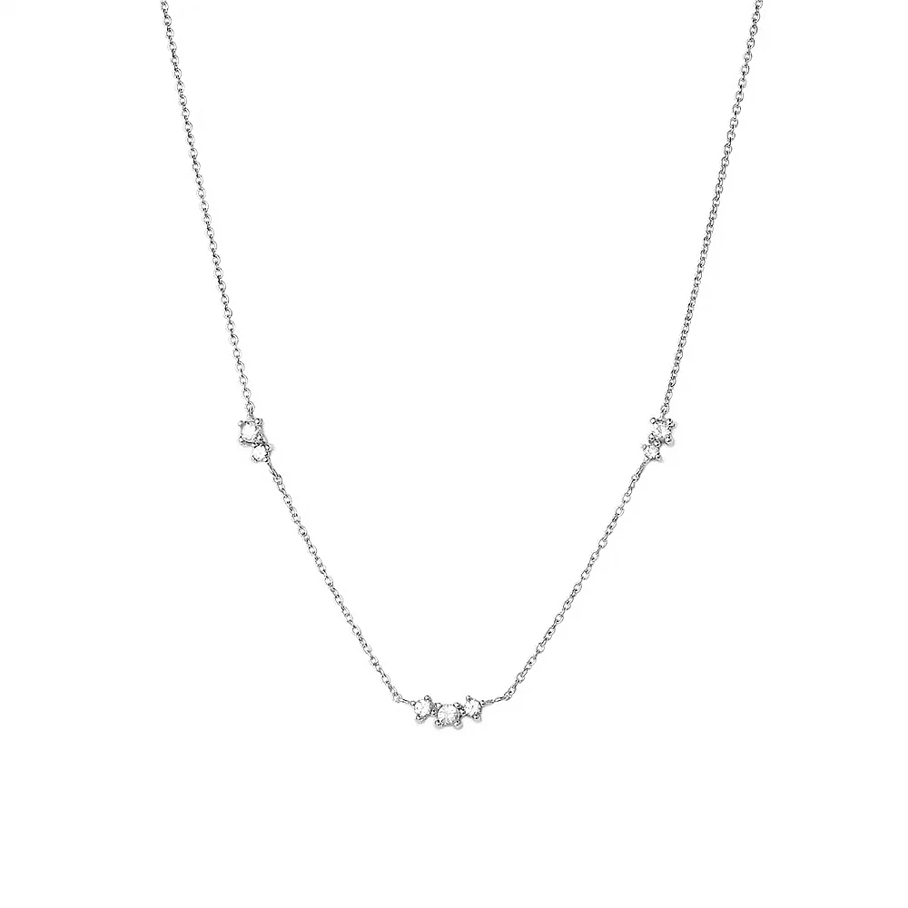 Pendant Necklace Silver Necklace Charms Silver Necklace Silver Pendant Shine Triple Zircon Pendant Necklace 925 Sterling Silver Stacked Daily Match Ladies Versatile Clavicle necklace charms Gift