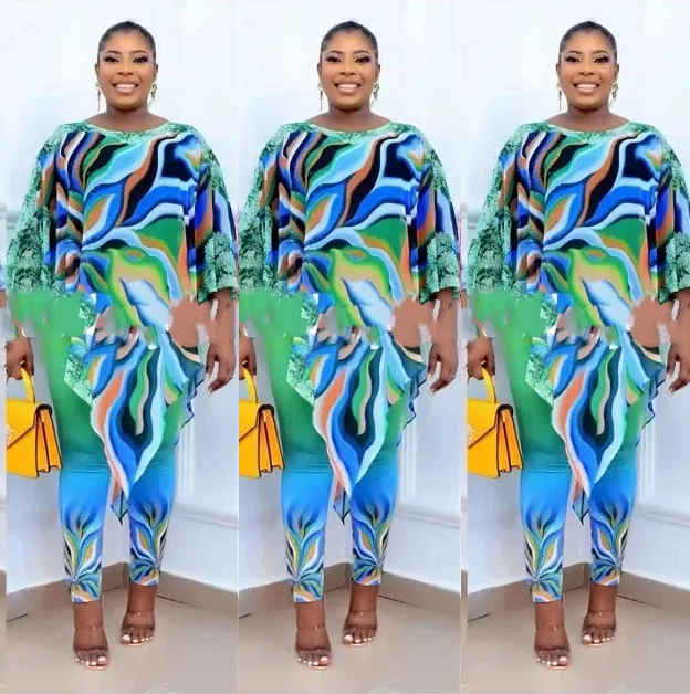 2022 Spring Summer Matching Set Two Piece Set African Dashiki Fashion Long Sleeve Top and Pant Suits Women Outfits african traditional attire Africa Clothing