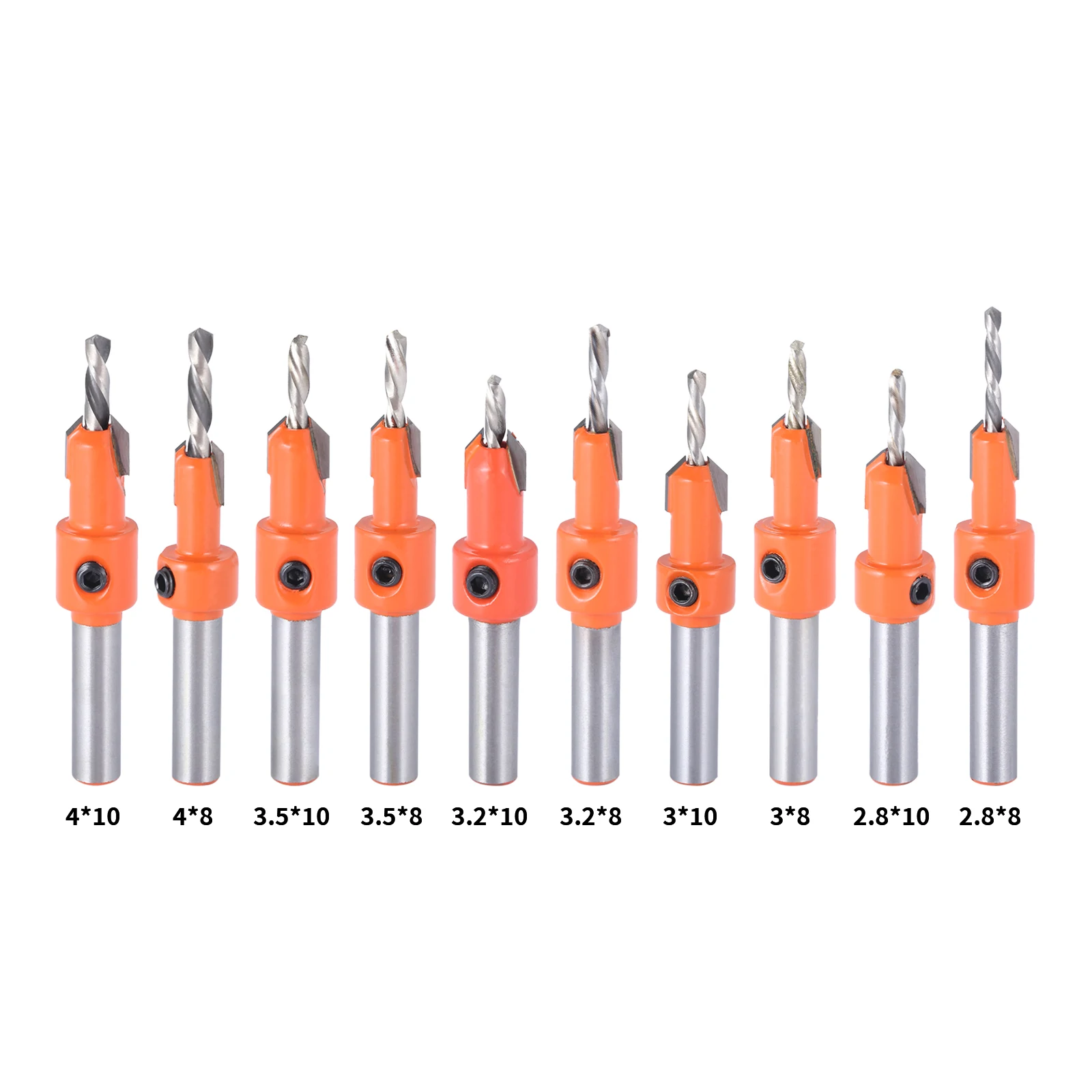 

1PC 8MM Shank Countersink HSS Drill Bit 2.8/3/3.2/3.5/4mm for Wood Screw Adjustable Counterbore Drilled Head with Allen Wrench