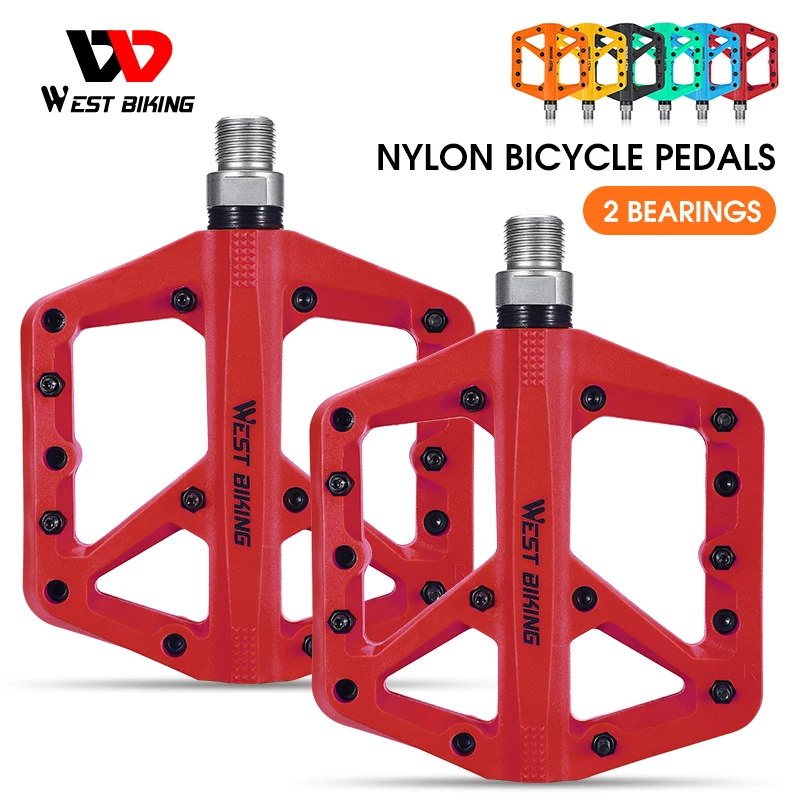 

WEST BIKING Ultralight Nylon Bike Pedal Anti-slip Sealed Bearing BMX Cycling Road MTB Pedal Widen Platform Bicycle Accessories