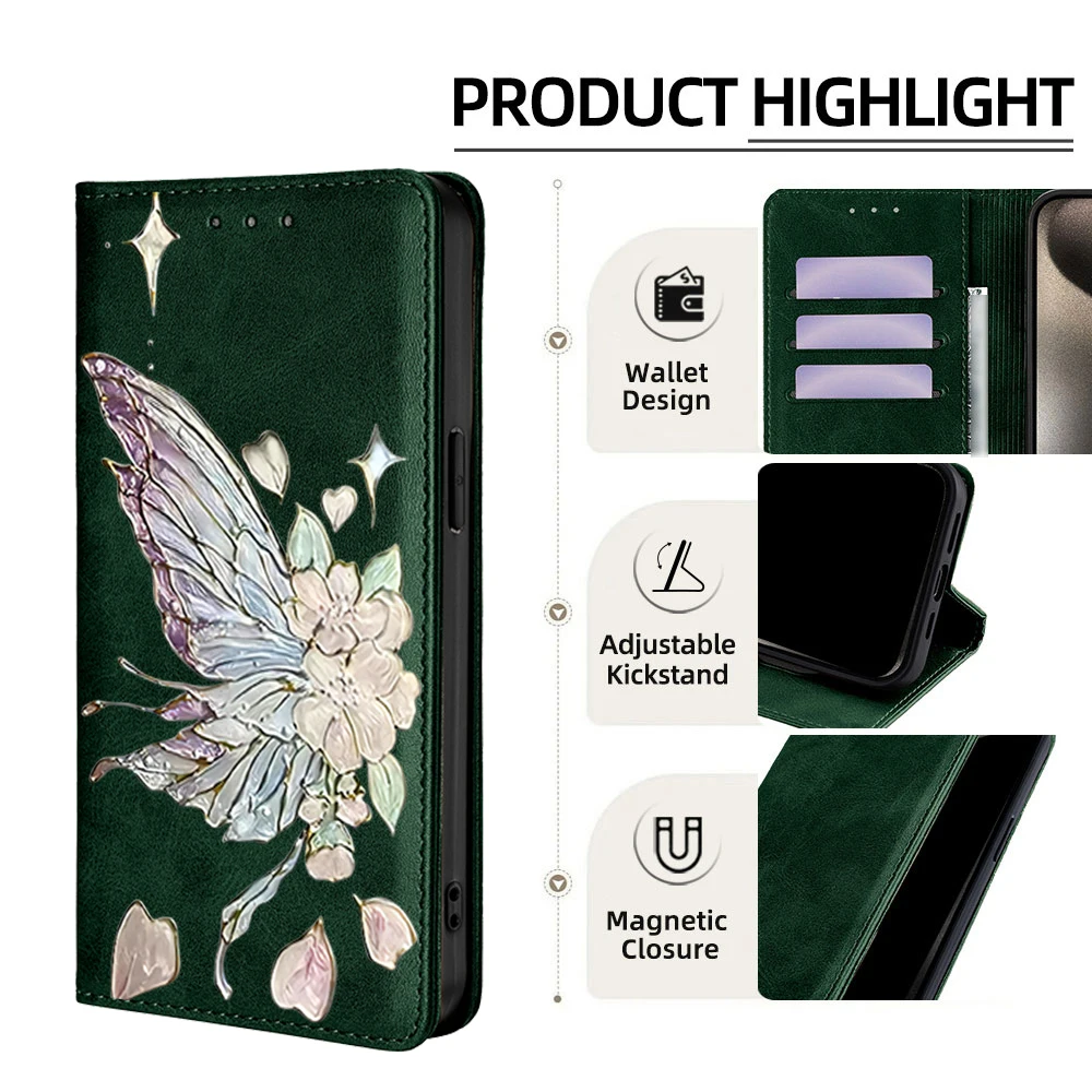 Butterfly Painting Pattern Phone Case with Flip Cover
