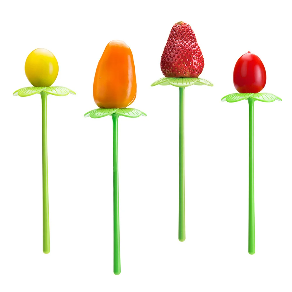 

Creative Flower Shape Food Picks Decorative Fruit Forks Plastic Tableware Party Supplies (Random Color)
