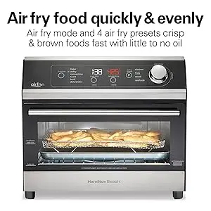 LED Touch Controls Digital Toaster Oven Air Fryer Combo, 10 Ways Cook, 4 Preset Functions, 2 Rack Positions, Stainless Steel