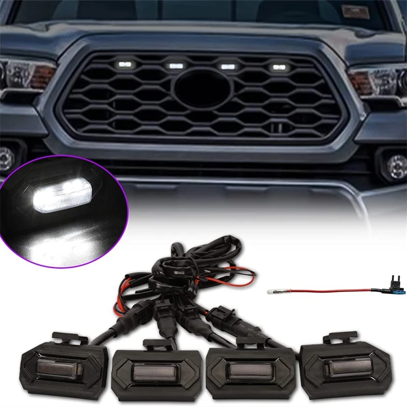 

For 2020 2021 Toyota Tacoma TRD Smoke Lens LED Grille Light Kit White Light Car Accessories