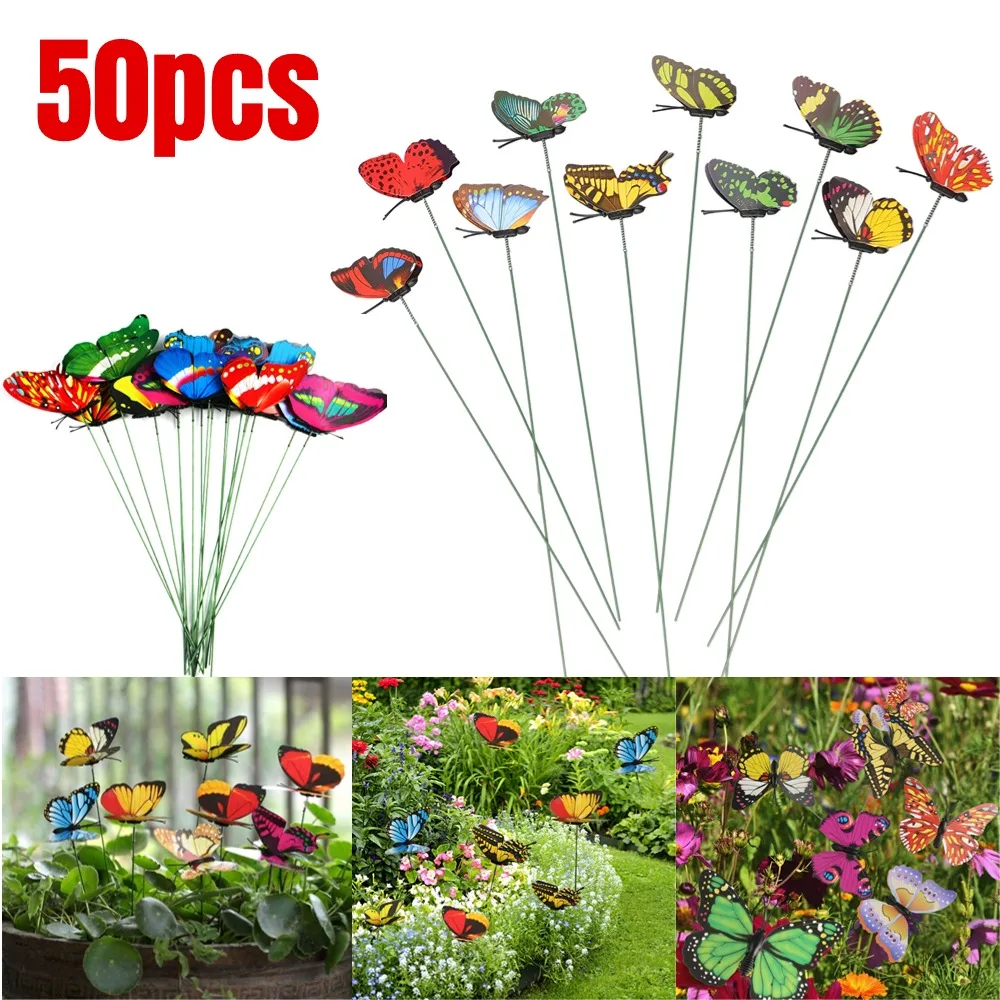 

50/10 шт., декоративные 3d-бабочки для сада