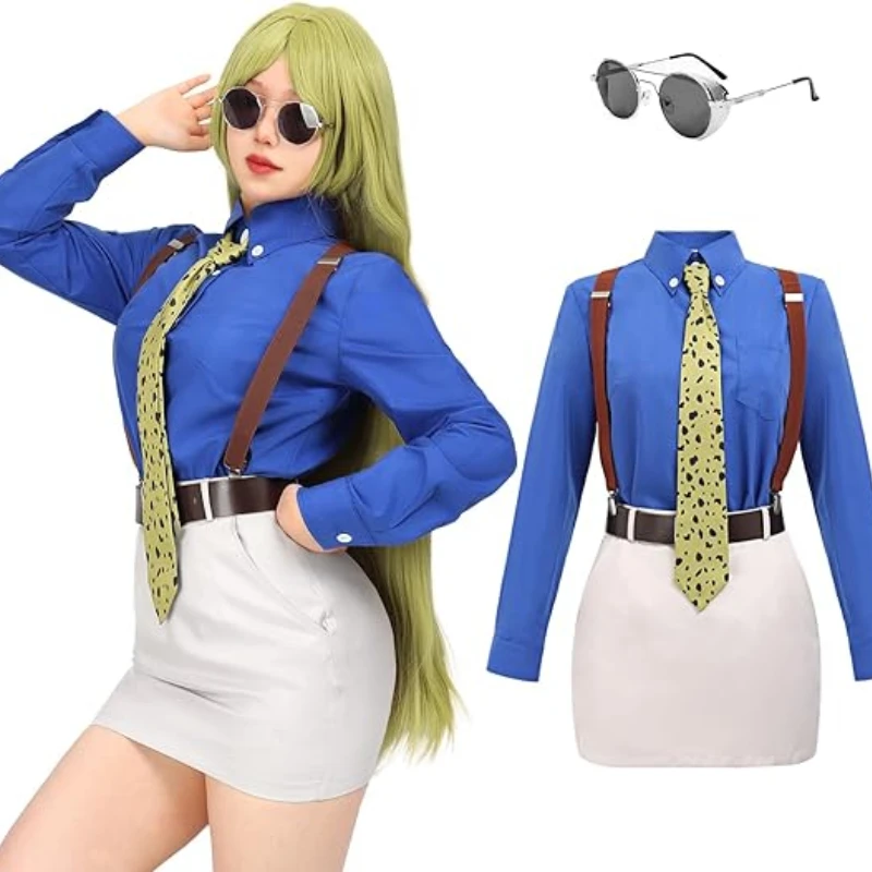 Nanami Cosplay Kostuum Kento Uniform Slim Fit Dames Shirt Met Stropdas Jarretelbril Anime Jujutsu Prop Cravat Outfit Cadeau