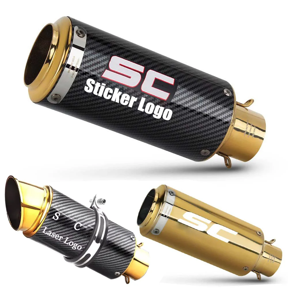 สําหรับ KAWASAKI Yamaha Honda Suzuki Moto GP-โครงการอัพเกรดทองสี 51mm Universal SLIP ON SC รถจักรยานยนต์ท่อไอเสีย Escape 1