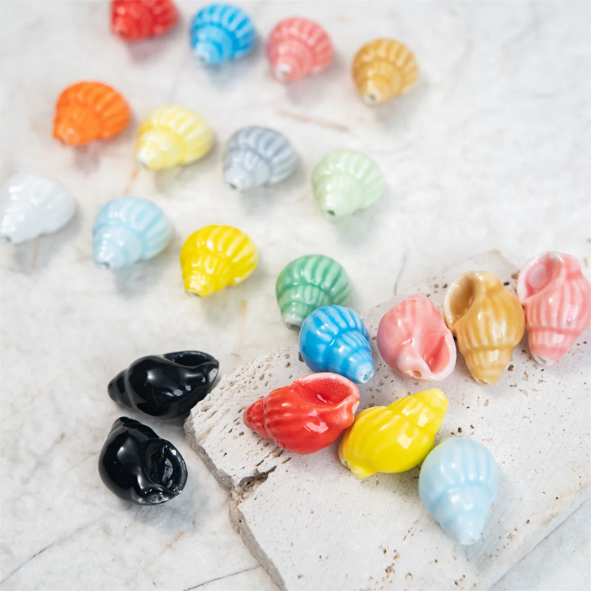 10Pcs 21x12MM Ceramic Conch Shell Beads Fashion Handmade Craft Jewelry Making Material DIY Necklace Earrings Accessories