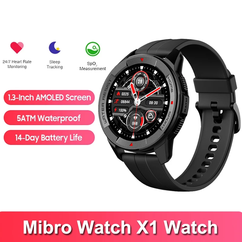 Mibro X1 Smart Watch Men 1.3" AMOLED HD Screen 38 Sport Mode Fitness Tracker Heart Rate Monitor