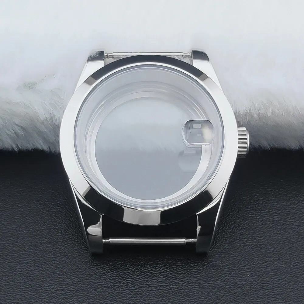 High-Quality Silver Watch Case, 36mm/39mm, Beveled Edge, Sapphire Crystal, 316L Stainless Steel