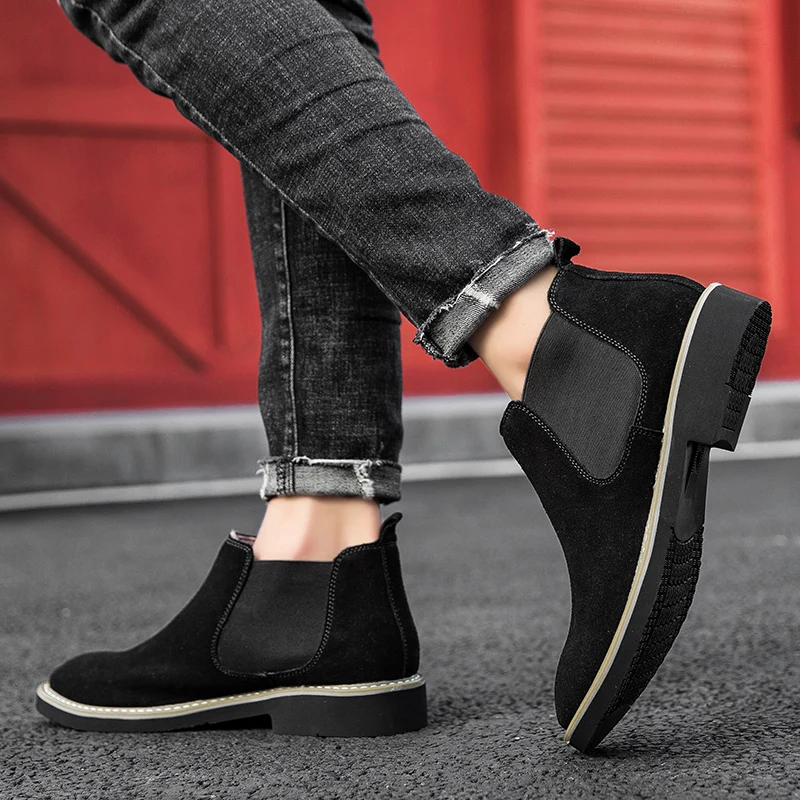 Luxury Brand Formal Shoes Fashion Suede Leather Chelsea Boots New Men Casual shoes Ankle Boots Dress Shoes Designer Men's
