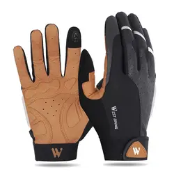 Breathable Full Finger Cycling and Sports Gloves - M (Orange)