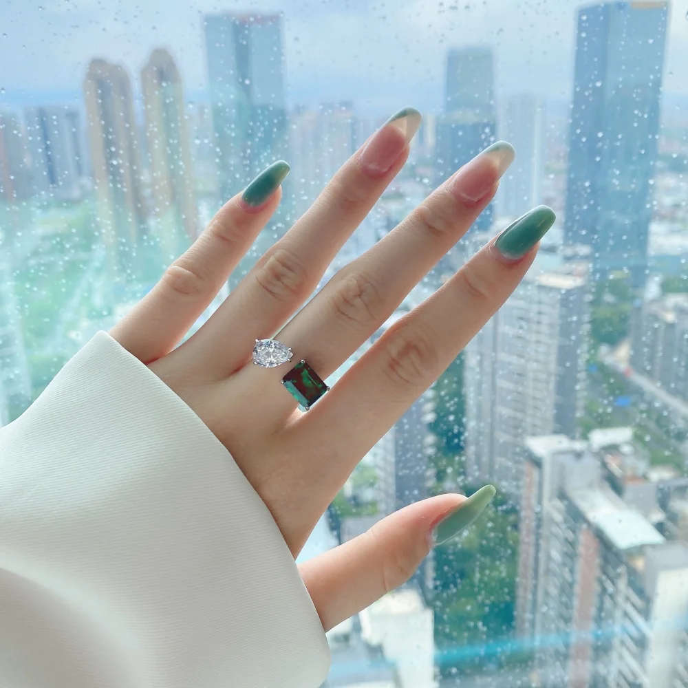 High Selling Jewelry 925 Silver Open Adjustment Zircon Ring for Women
