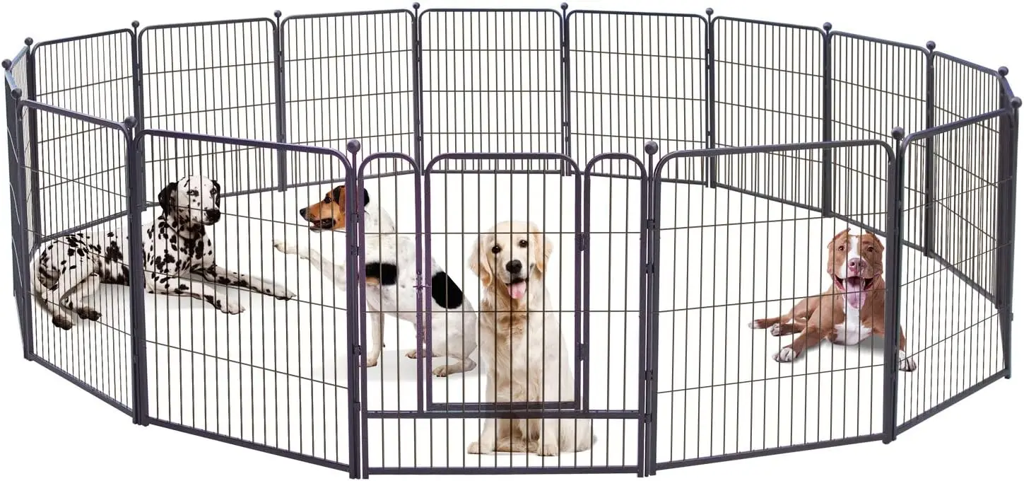 Dog Playpen,32/40/45 Inch Height in Heavy Duty, Folding Indoor Outdoor Anti-Rust Dog Exercise Fence, Portable Pet Playpen with D