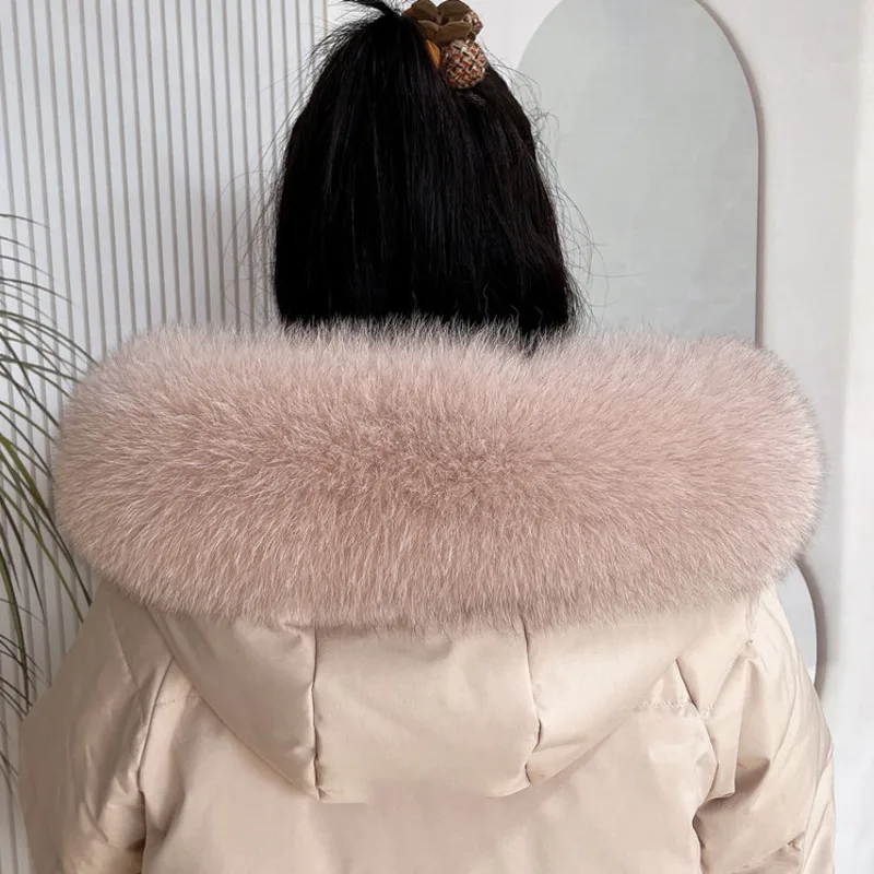 Fox Fur Collar Winter For Women Luxury Female Scarves Hood Trims Fur Decor Shawl For Coat  Natural Fur Shawls Furry Fur Scarf