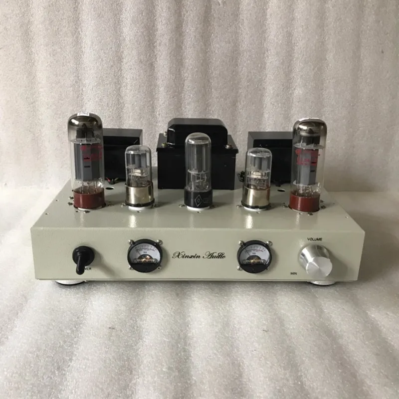 

5U4C Rectifier 6G2P Push EL34 Vacuum Tube Single Ended Class A 9W+9W 2.0 Channel Stereo VU Meter Home Audio Amplifier