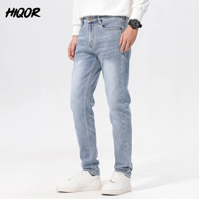 HIQOR Autumn Vintage Mens Denim Jeans Men's Baggy Straight Jeans Fashion Korean Mens Jeans Pants Denim Trousers Streetwear Male 5