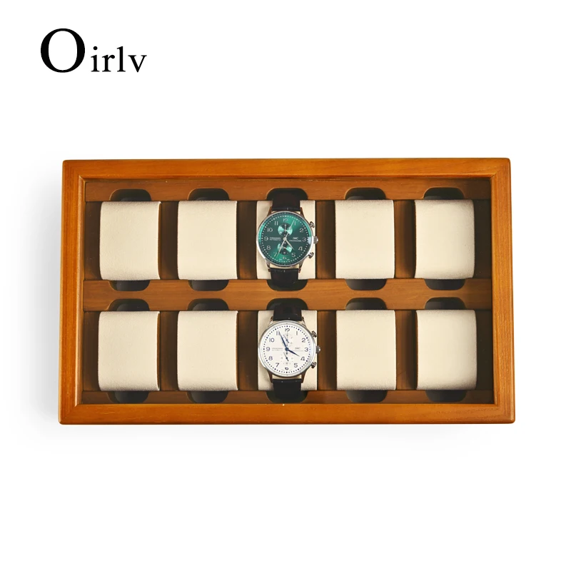 Oirlv-Boîte à Bijoux en Bois Massif à 10 Grilles, Support de Montre, Étui de Rangement, Boîte d'Exposition pour Homme et Femme, Cadeaux 138