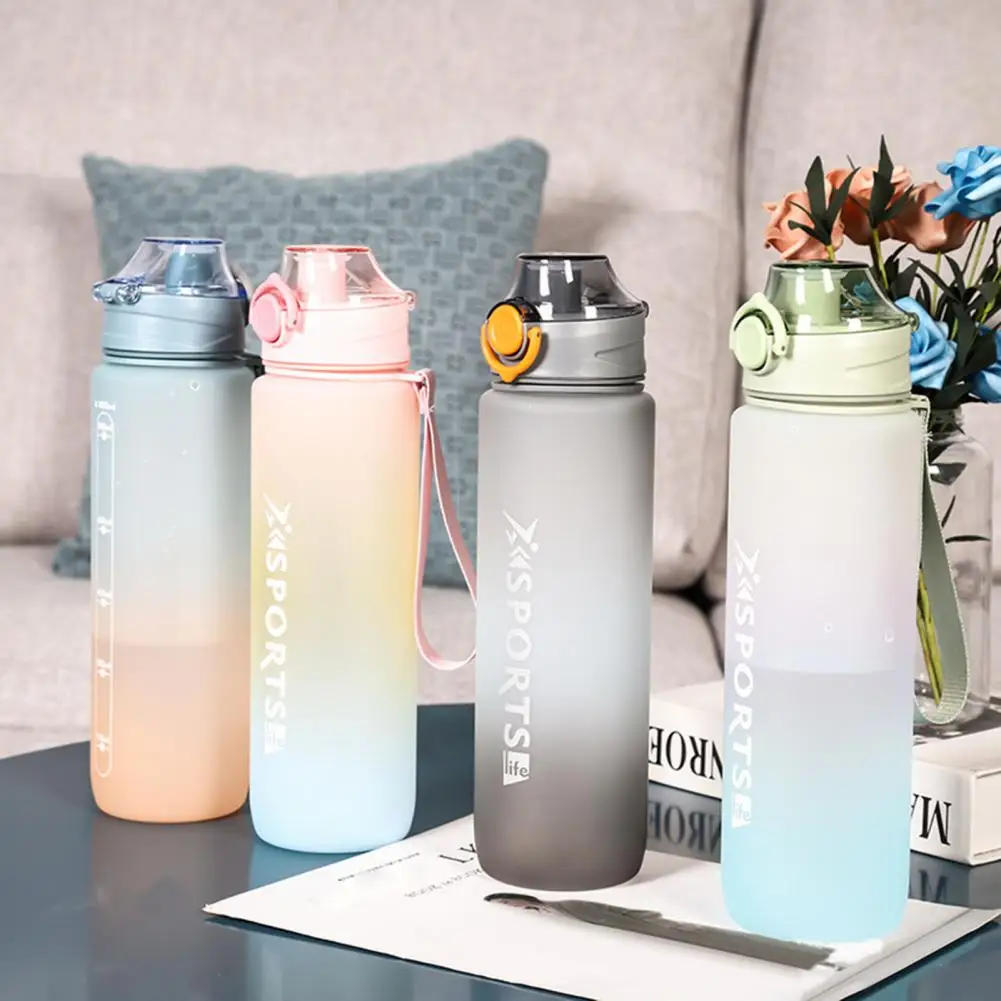 1 Liter Motivational Water Bottle With Straw with Time Marker Leakproof Sports Water Bottle for Gym Camping Tour