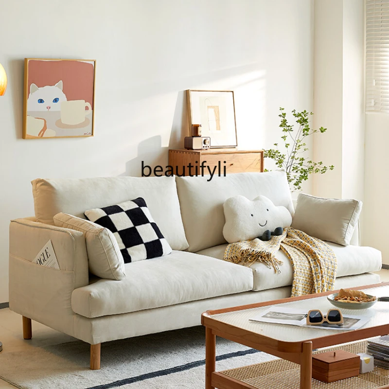 

LBX Small Apartment Living Room Nordic Simple Fabric Sofa down Removable and Washable Two-Three Combination