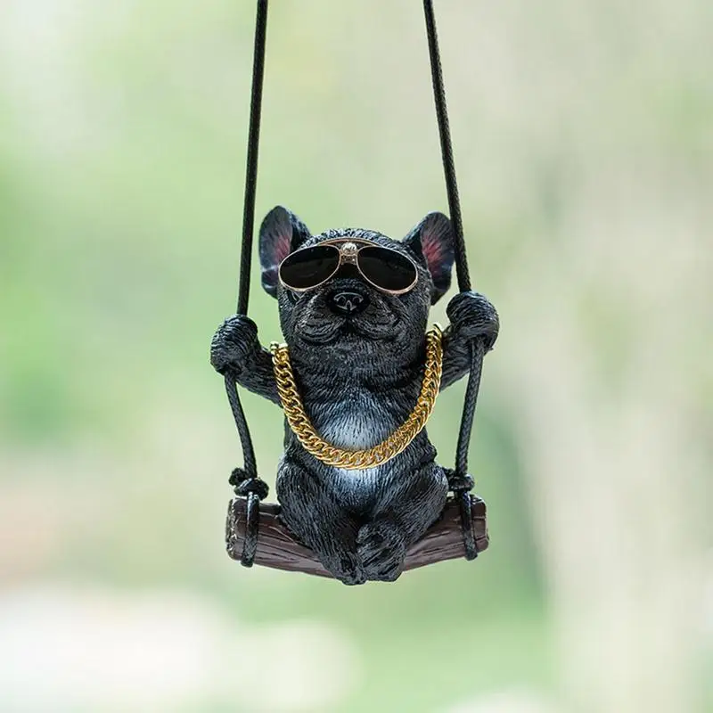 

Car Ornament Swinging Car Dangle Pendant Resin French Bulldog Statue Ornament Auto Rearview Mirror Pendants Interior Accessories