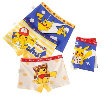 4pcs Pokemon Boys Boxer Underpants Cotton Anime U Pouch Bulge Underwear Cartoon Shorts Kids Cute Breathable Boxer Pants 2-12Y 1