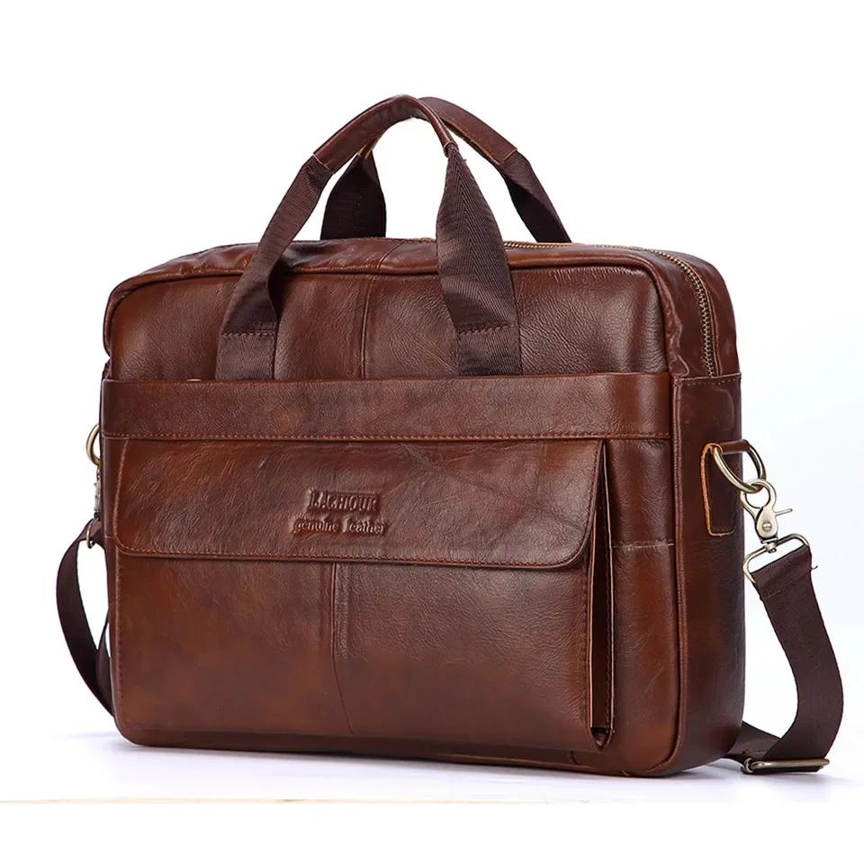 

Men Genuine Leather Handbag Fashion Office 14 inch Laptop Briefcase Male Computer Shoulder s Men's Business Document Bag