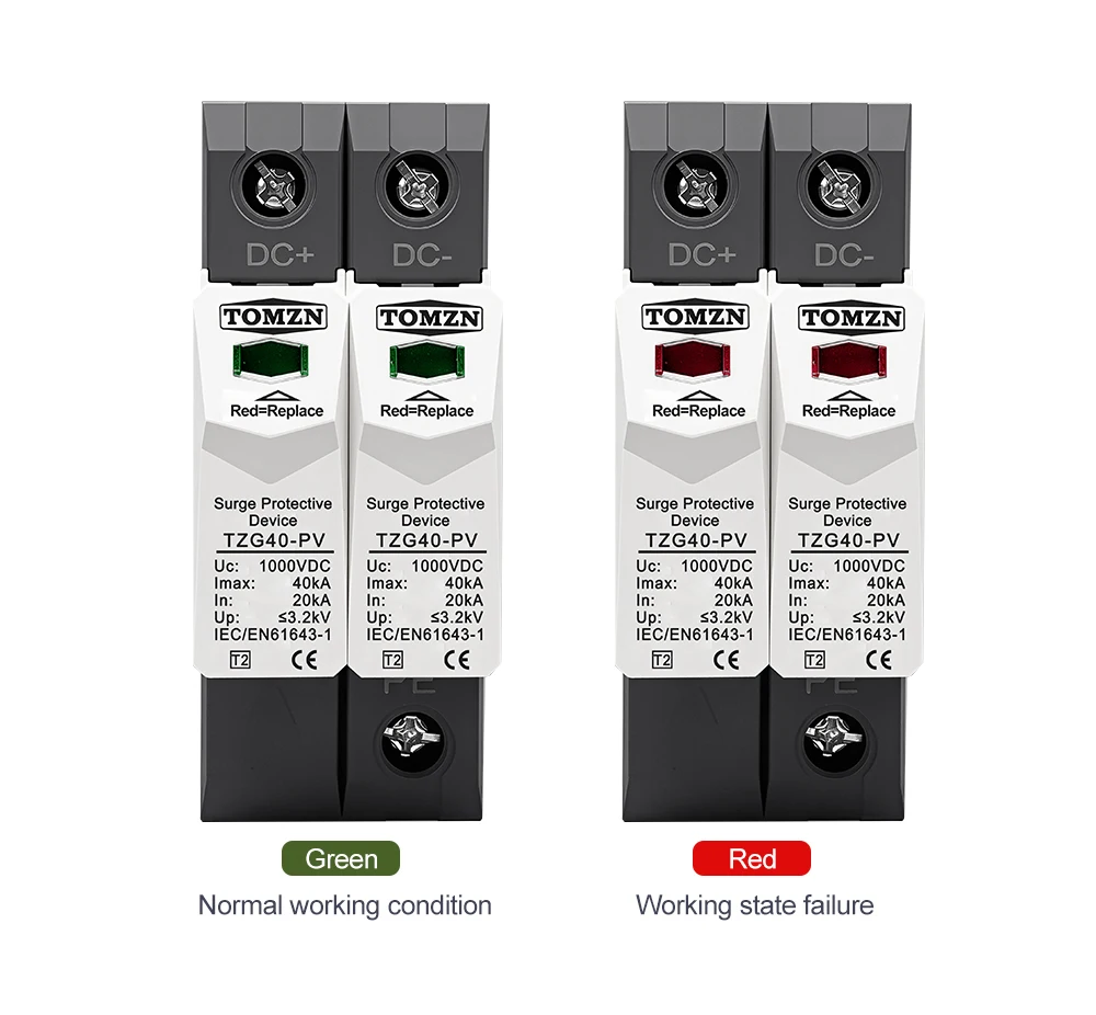 DC SPD 1000V 800V 600V 500V 20-40KA House Surge Protector Protective Low-voltage