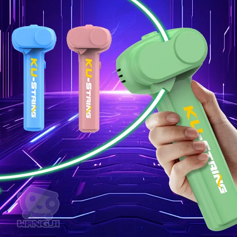 Light Toy String Glow in The Dark String Rope Launcher Luminous Portable Handheld Stress Relief Toy for Kids Party Gift