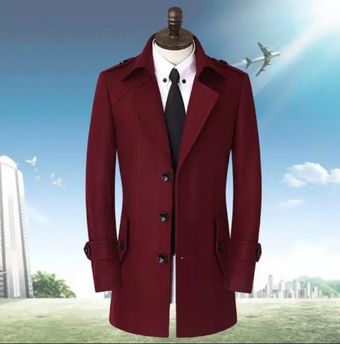 Autumn Casual Woolen Coat Men 