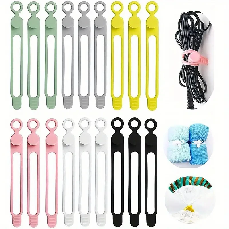 15 Pack Reusable Silicone Cable Management Ties