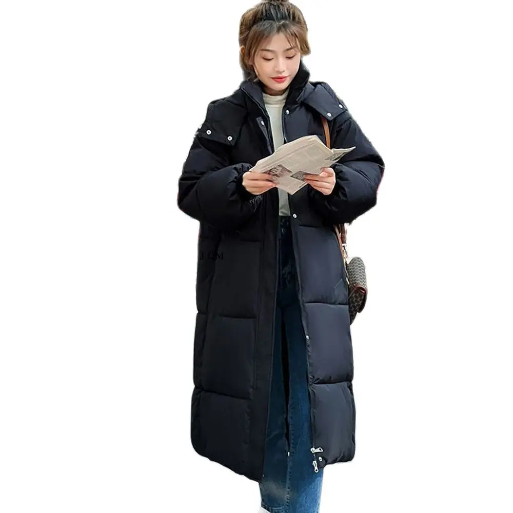 

Парка женская зимняя Длинная с капюшоном, батальных размеров, 2022