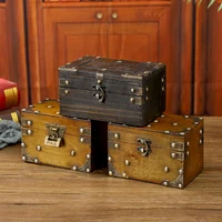 Hot Treasure Chest Vintage Wooden Box With Lock Wood Storage Box Decorative Antique Jewelry Chest Home Decoration Xmas Kids Gift 1