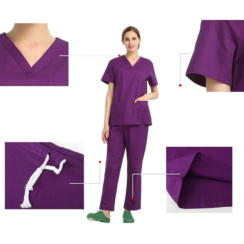 Cotton scrubs medical uniforms woman an men nurse scrubs top nurse uniform suits nurse uniform dress working uniform blouse