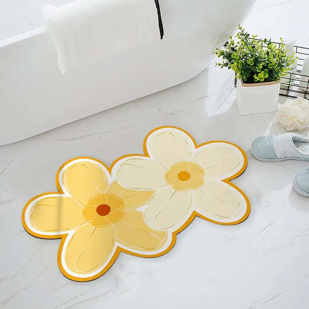 

Flexible Bath Mat Soft Absorbent Flower Shape Bath Mat Modern Anti-slip Rug for Shower Entry Door Bathroom Supplies Machine