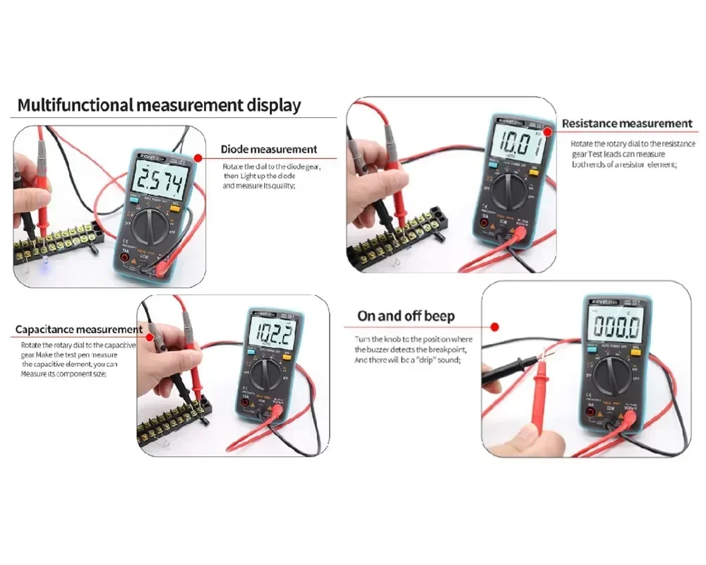 ZOYI ZT101 Digital Multimeter 6000 counts Back light AC/DC Ammeter Voltmeter Ohm Frequency Diode Temperature