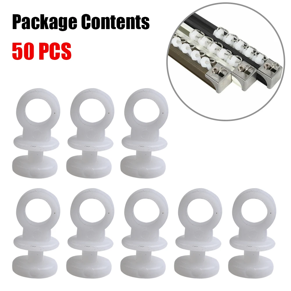 50x Plastic Curtain TrackHooks Runner For Camper Van Motorhome Caravan Boats White Interior Auto Accessories