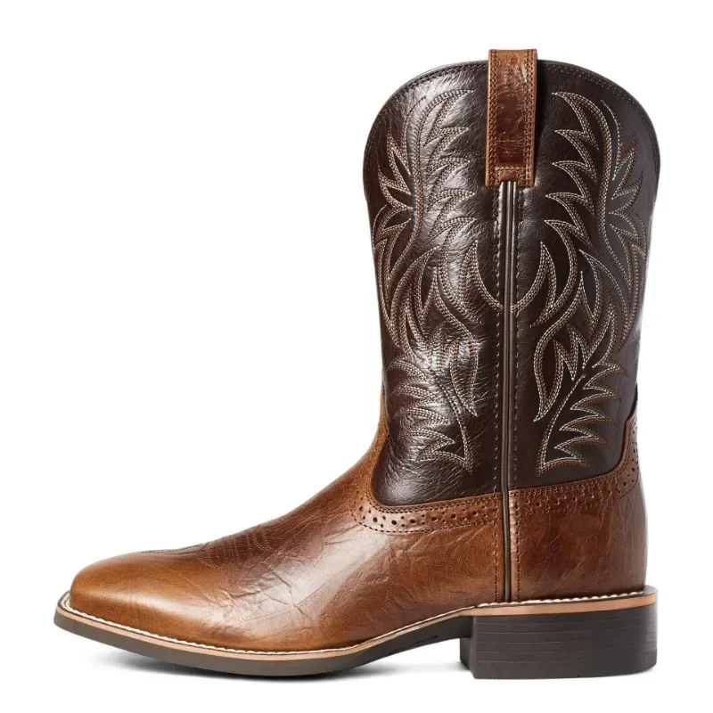 Men High Boots Embroidery Retro Handmade Mens Boots Western Cowboy Boot Pointed Toe Boots Hand Stitching Outdoor Men's Shoes - 3