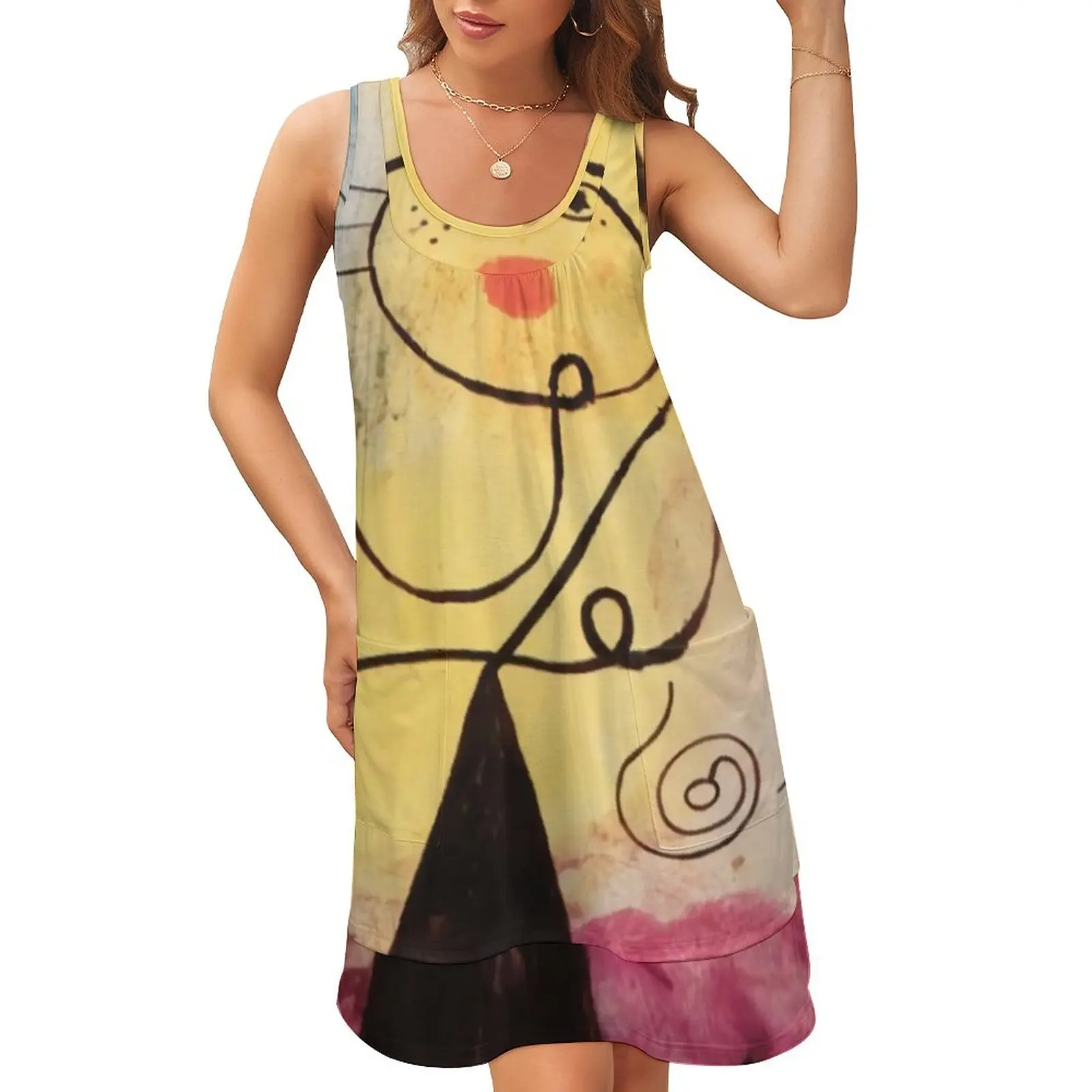 

joaN mirO Sleeveless U-Neck Fake Two Piece Dress luxury evening dresses for women 2024 Dress women Women's summer skirt